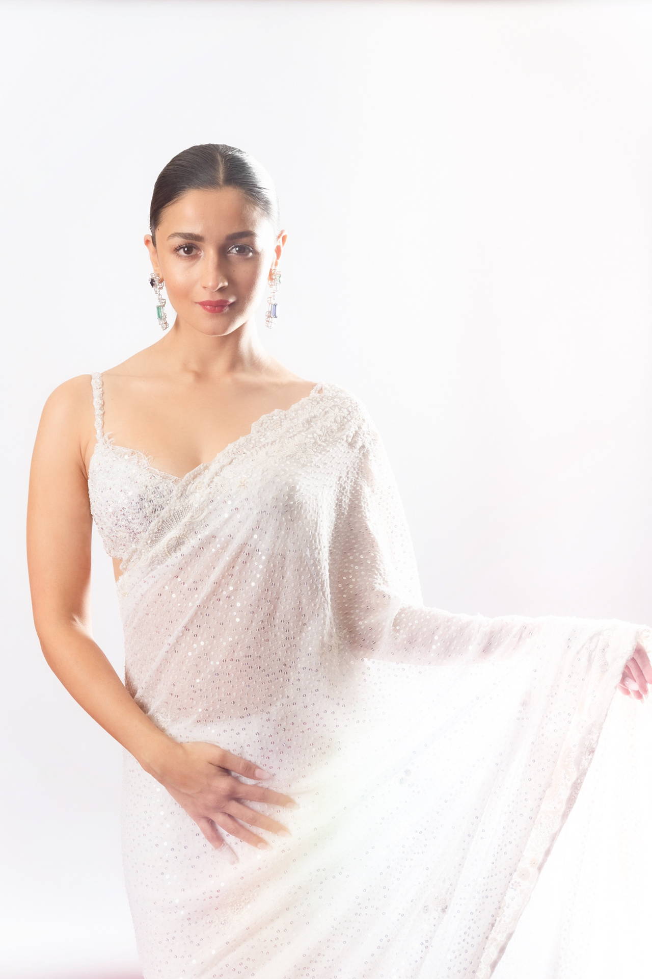 Dressed in a bespoke, Rimple & Harpreet White Couture Saree, Alia Bhatt made heads turn at the Berlin Film Festival