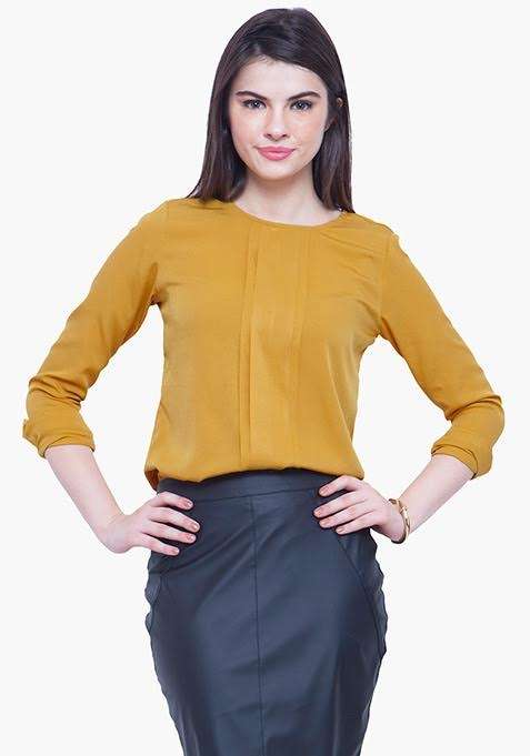 Pleat Please blouse- Mustard- INR 1100