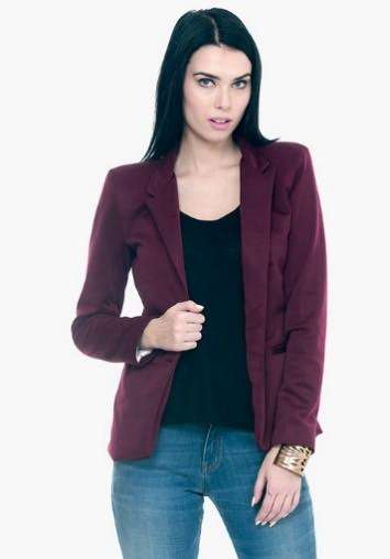 Fierce Scuba Blazer- Oxblood- INR 2700