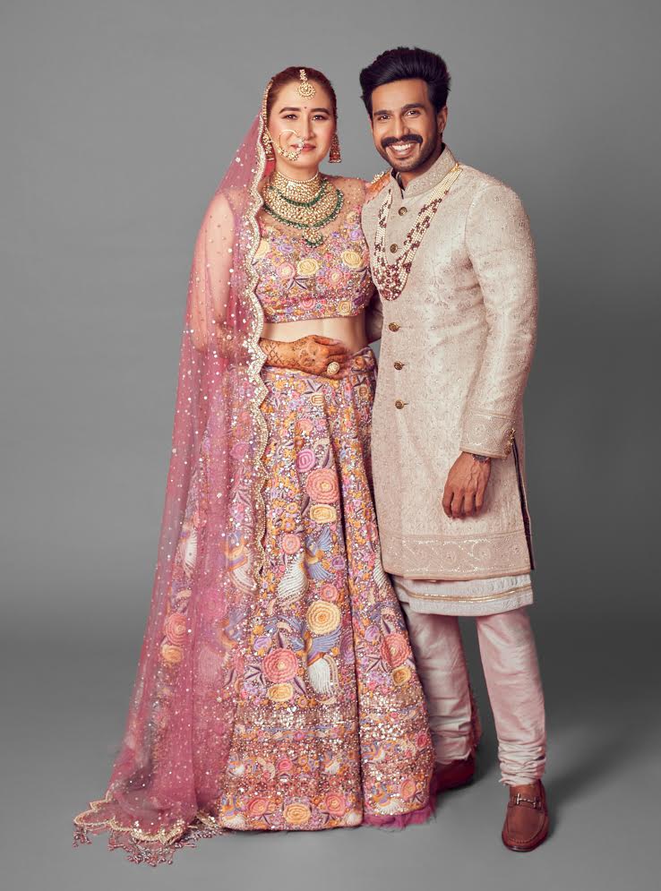 Ace Badminton Player Jwala Gutta & actor Vishnu wore outfits by Rimple and Harpreet Narula for their North Indian wedding ceremony!
