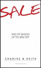 End of Season Sale - Flat 30% off at Charles & Keith.