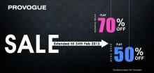 Provogue Sale - Flat 70% off on Womens Wear & Flat 50% off on Mens Wear until 24 Feb 2013