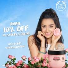 Flat 10% off at The Body Shop in stores and online for all Shraddha Kapoor Fans  until 9th September 2019