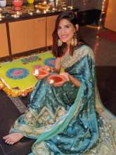 Aahana Kumra wearing statement Meenakari earrings by Rubans Accessories