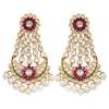 Embeded in 24 K Yellow Gold, earings with Meenakari, coloured stones, south sea pearls and diamond polki by Bikaneri Jewels