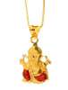 22K gold Ganesha pendant with Matt texture enameling by Manubhai Jewellers