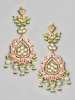 Rubans 22K Gold Plated Handcrafted Pink Enamel with Pearl Drop Earrings