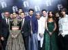 (Left to Right) Designer Nikhil, Sonam Kapoor, Designer Shantan, Aditya Roy Kapoor, Designer Rajesh Pratap Singh, Musician Gaurav Raina, Monica Dogra, Ankur Tewari and Curtain Blue 