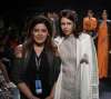 Designer Nikita Mhaisalkar with her showstopper Kalki Koechlin at Lakme Fashion Week WF 17